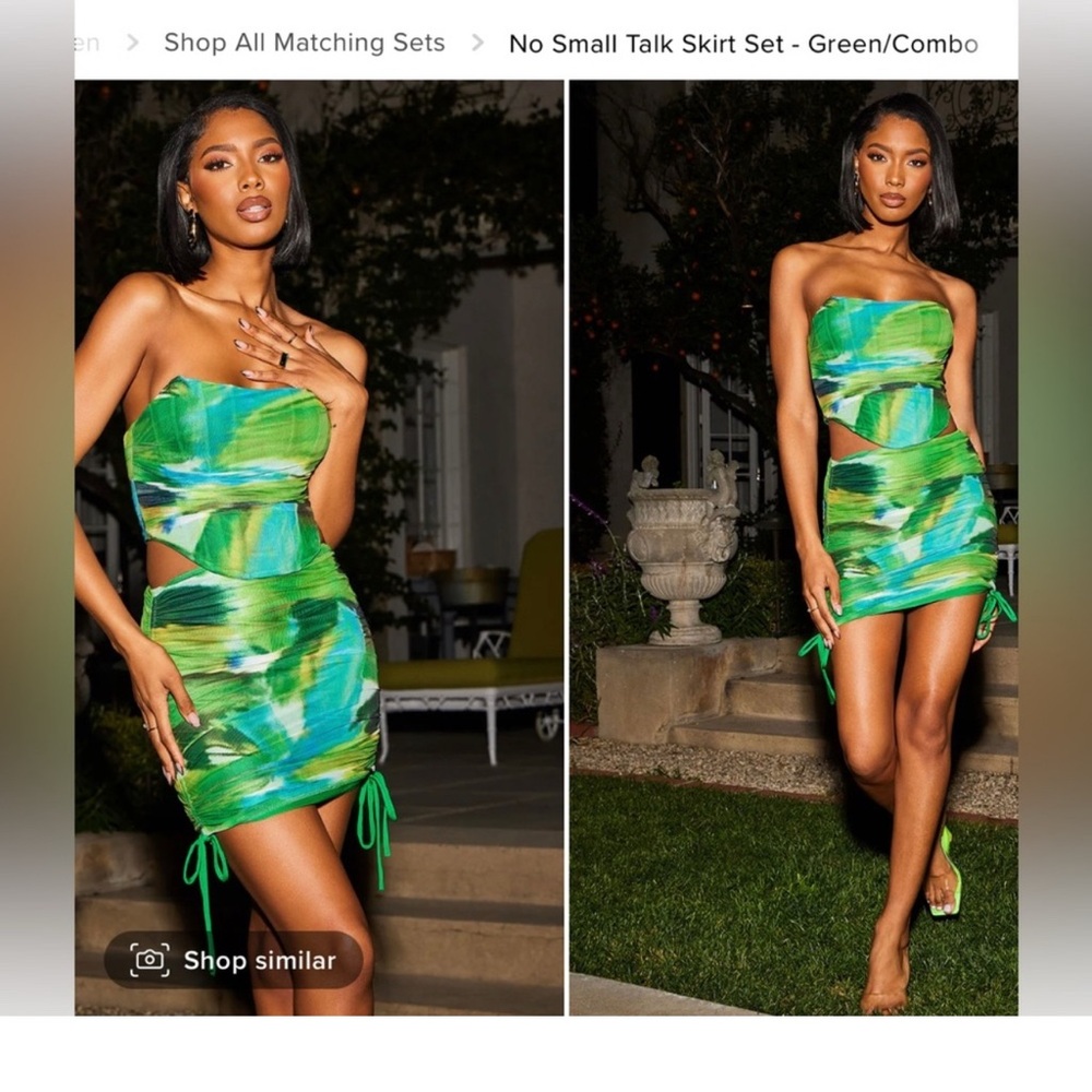 Green Patterned Women's 2pc set